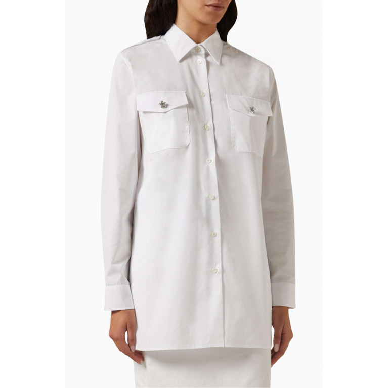 Prada - Crystal-embellished Shirt in Cotton-poplin