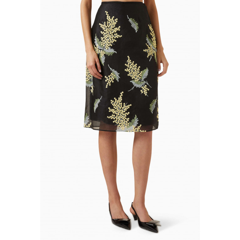 Prada - Floral-embroidered Midi Skirt in Tulle