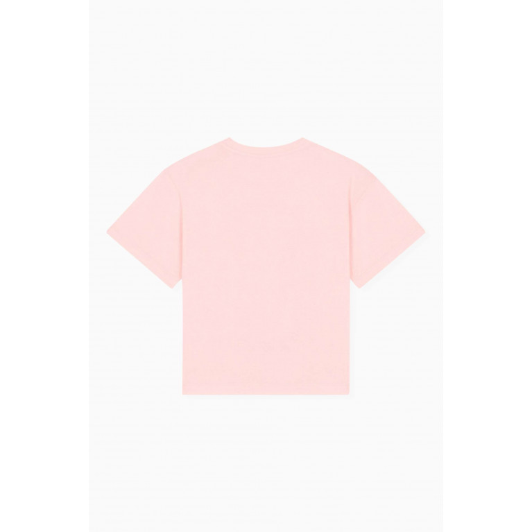 KENZO KIDS - Elephant Logo Print T-shirt in Organic Cotton Jersey Pink