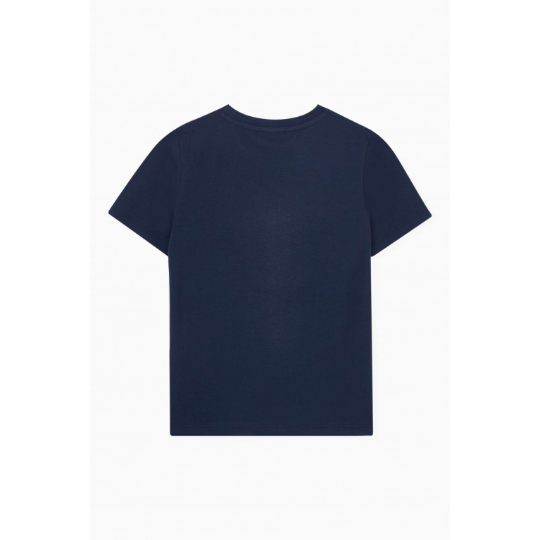 KENZO KIDS - Elephant Logo T-shirt in Organic Cotton Blue
