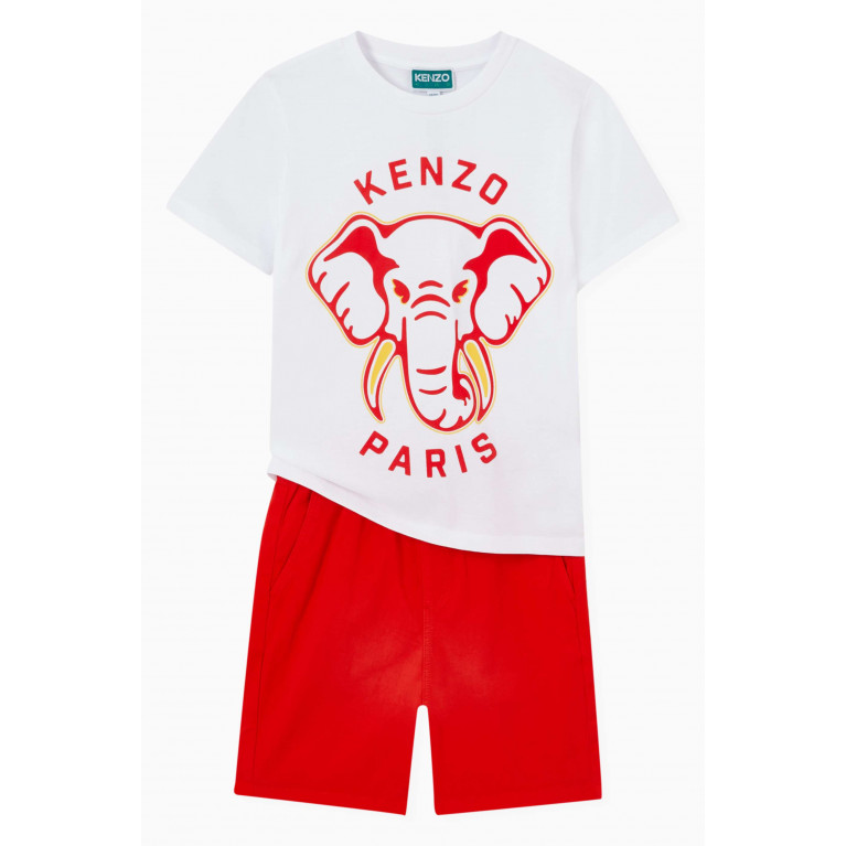 KENZO KIDS - Elephant Logo T-shirt in Organic Cotton White