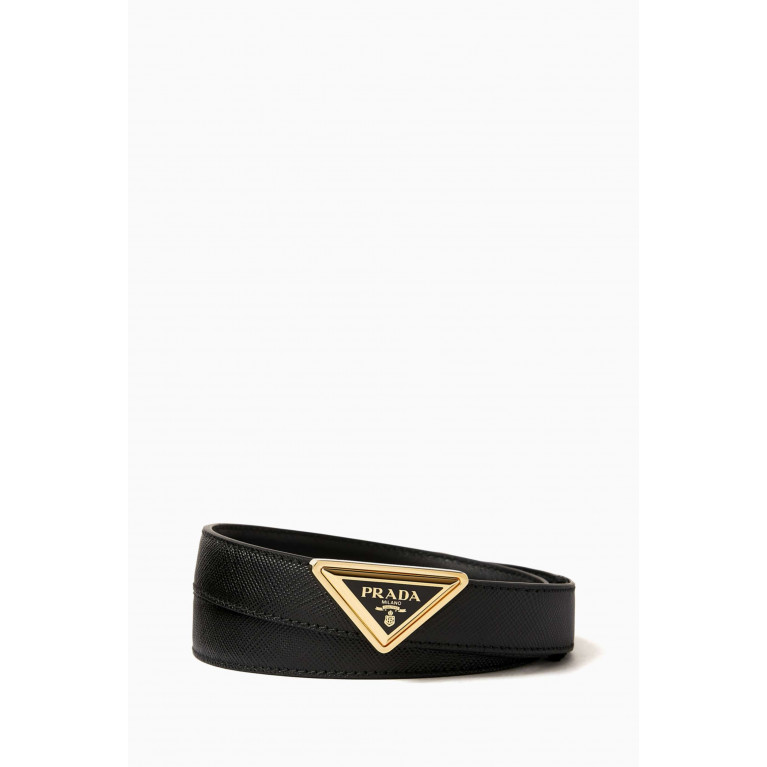 Prada - Triangle Logo Belt in Saffiano Leather