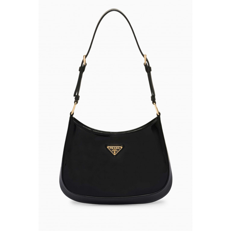 Prada - Small Cleo Shoulder Bag in Patent Leather Black
