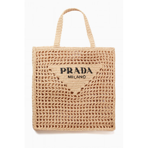 Prada - Logo Crochet Tote Bag Neutral