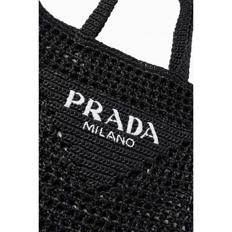 Prada - Logo Crochet Tote Bag Black
