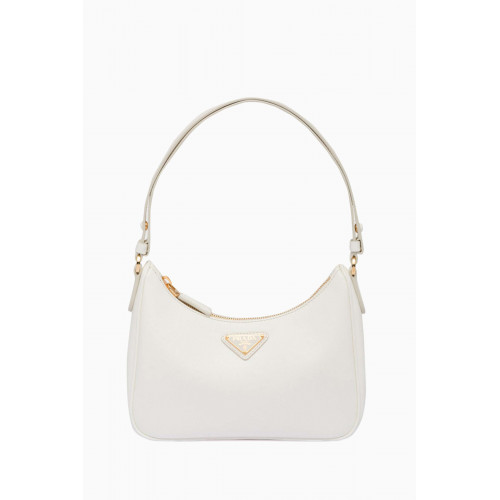 Prada - Mini Re-Edition Shoulder Bag in Saffiano Leather White