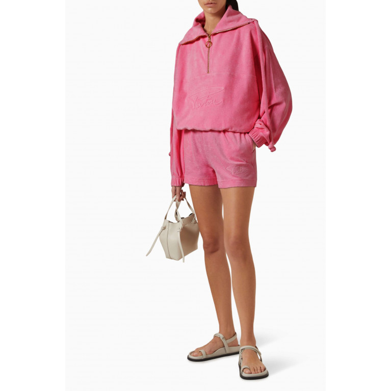 Patou - Logo-embroidered Sweatshorts in Bubble Terry Pink