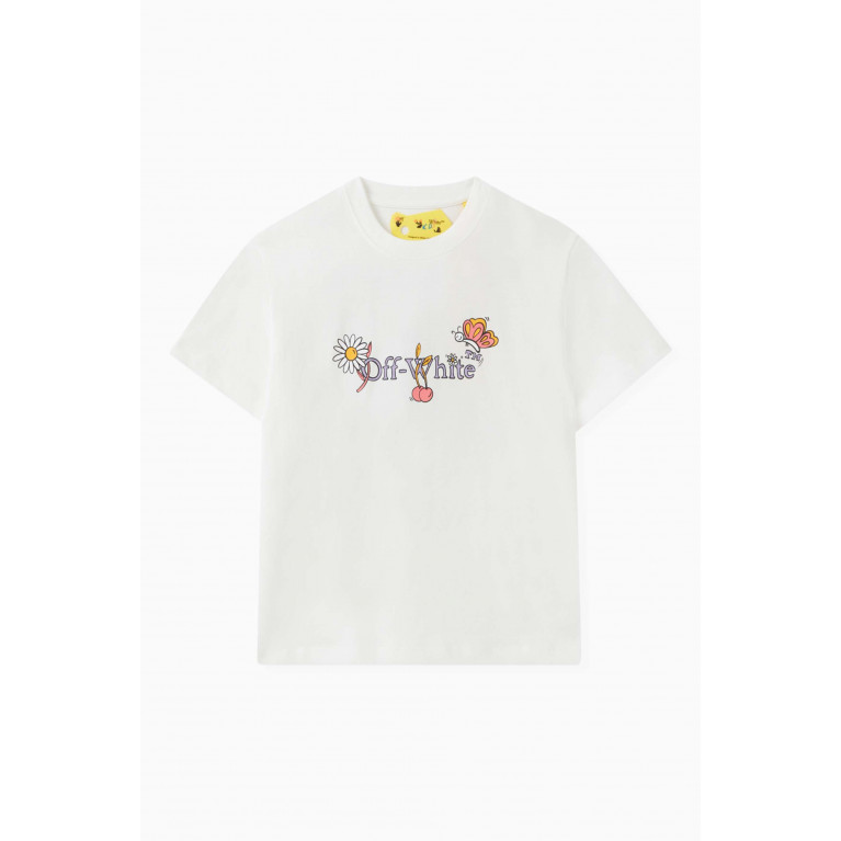 Off-White - Lilac Flowers T-Shirt in Cotton