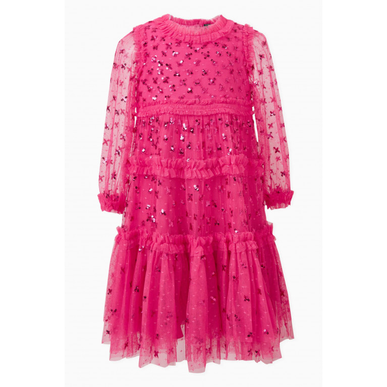 Needle & Thread - Sequin Kisses Dress in Recycled Tulle Pink