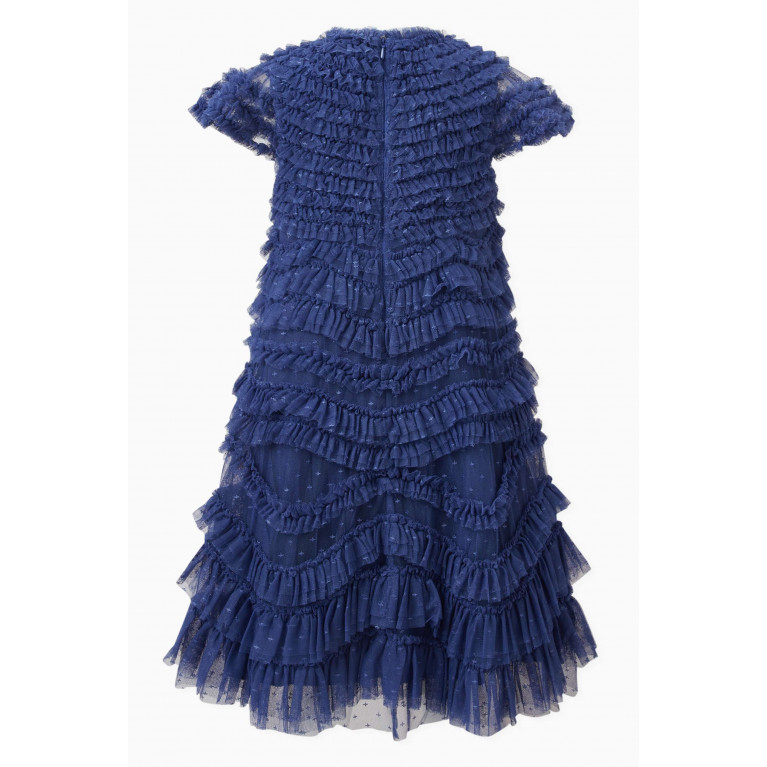 Needle & Thread - Wild Rose Ruffle Dress in Tulle Blue