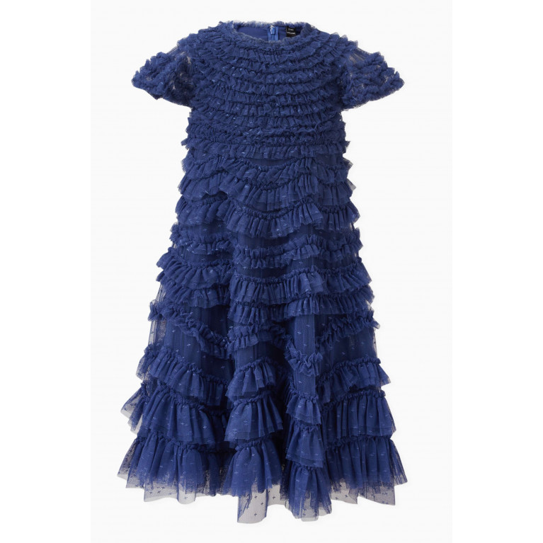 Needle & Thread - Wild Rose Ruffle Dress in Tulle Blue