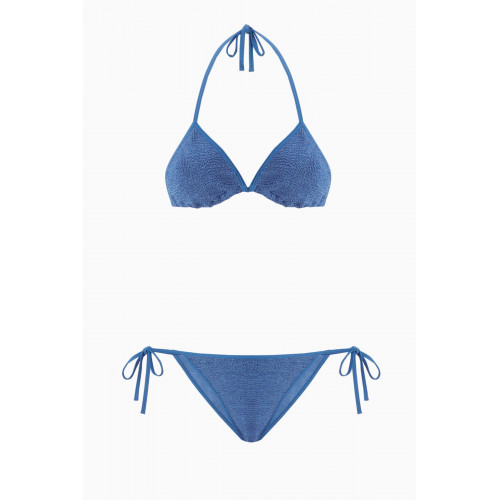 Hunza G - Gina Bikini Set in Crinkle™ Fabric Blue