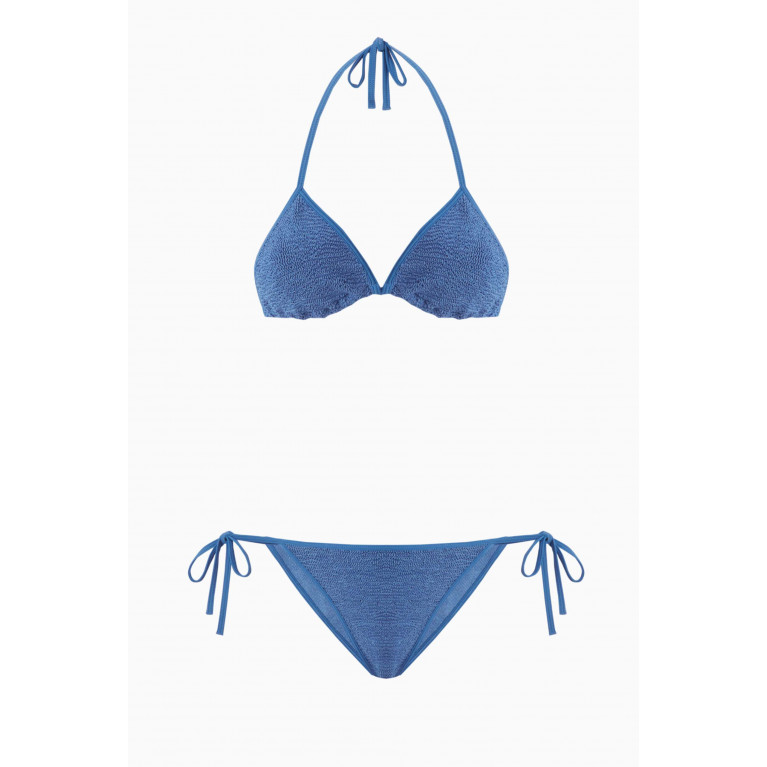 Hunza G - Gina Bikini Set in Crinkle™ Fabric Blue