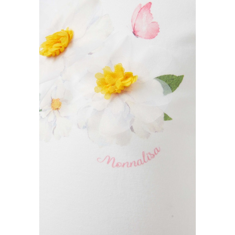 Monnalisa - Floral-detailed T-shirt in Cotton-jersey