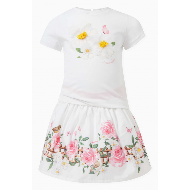 Monnalisa - Floral-detailed T-shirt in Cotton-jersey