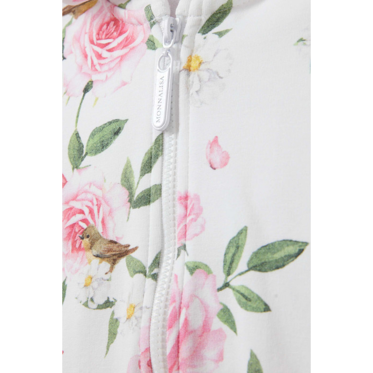 Monnalisa - Floral-print Zip Hoodie in Cotton-jersey