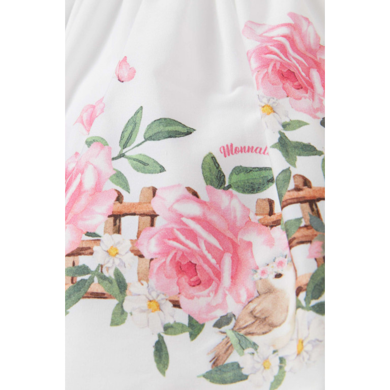 Monnalisa - Floral-print Skirt in Cotton-poplin