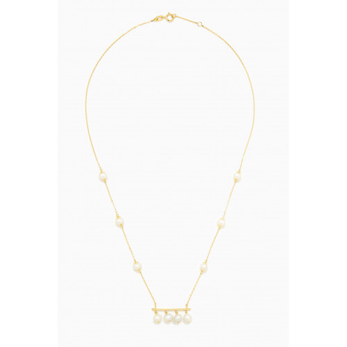 Damas - Kiku Jolie Pearl Bar Necklace in 18kt Gold