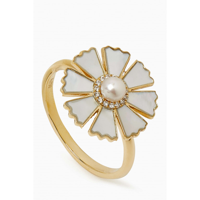 Damas - Farfasha Sunkiss Pearl & Diamond Ring in 18kt Gold