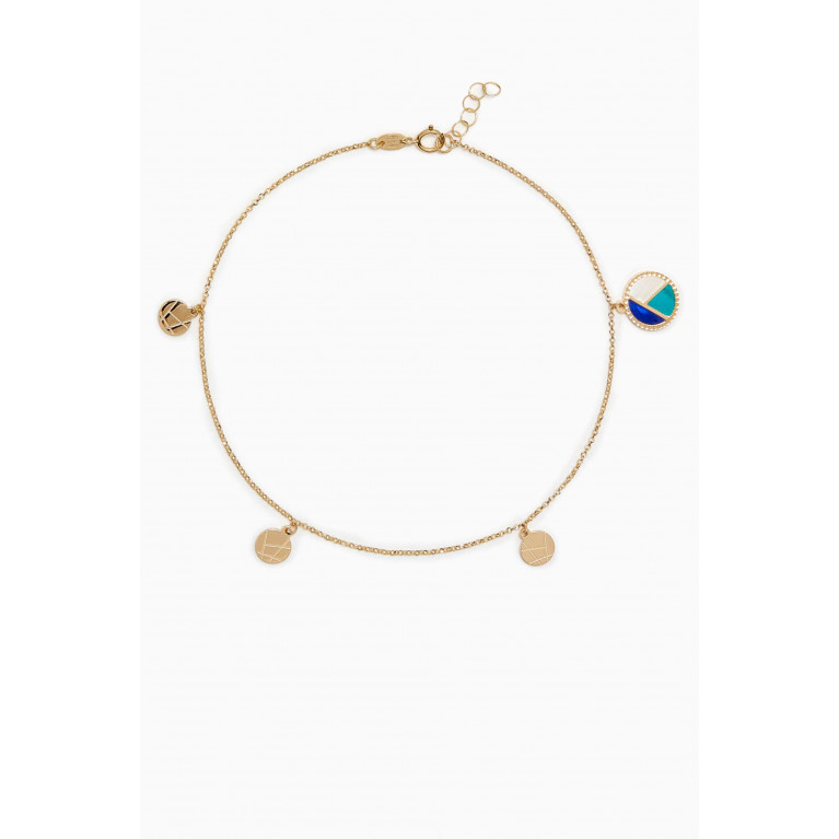 Damas - Amelia Barcelona Reversible Mosaic Charm Anklet in 18kt Gold