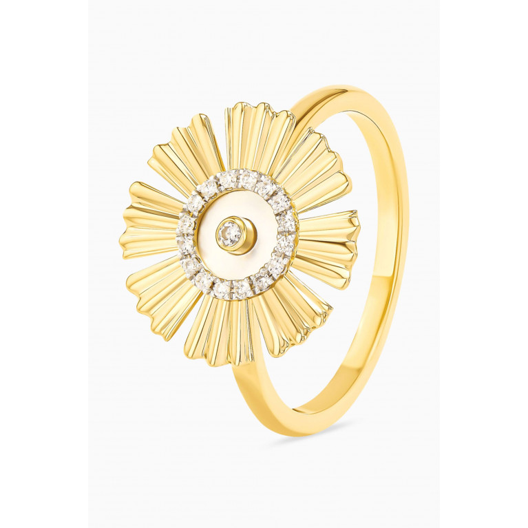 Damas - Farfasha Happy Sunkiss Diamond & Mother of Pearl Ring in 18kt Gold White