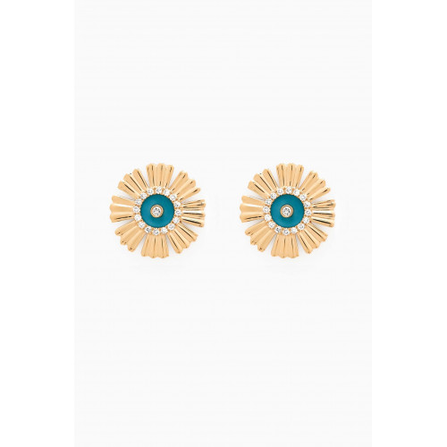 Damas - Farfasha Happy Sunkiss Diamond & Turquoise Earrings in 18kt Gold Blue