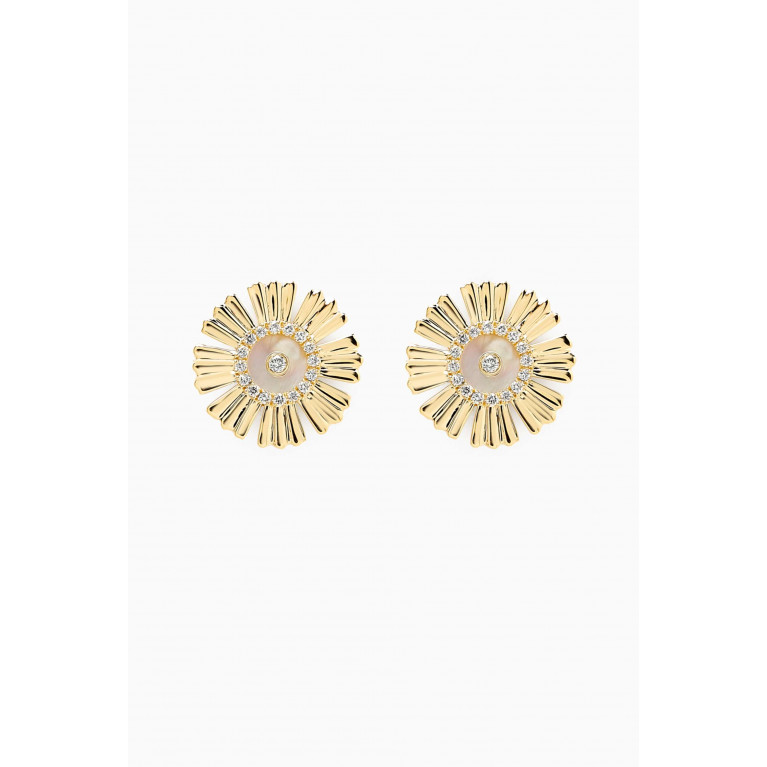 Damas - Farfasha Happy Sunkiss Diamond & Mother-of-Pearl Earrings in 18kt Gold White