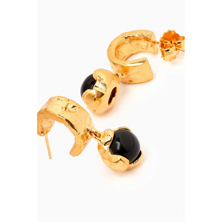 Alighieri - Onyx Hoop Earrings in 24kt Gold-plated Bronze