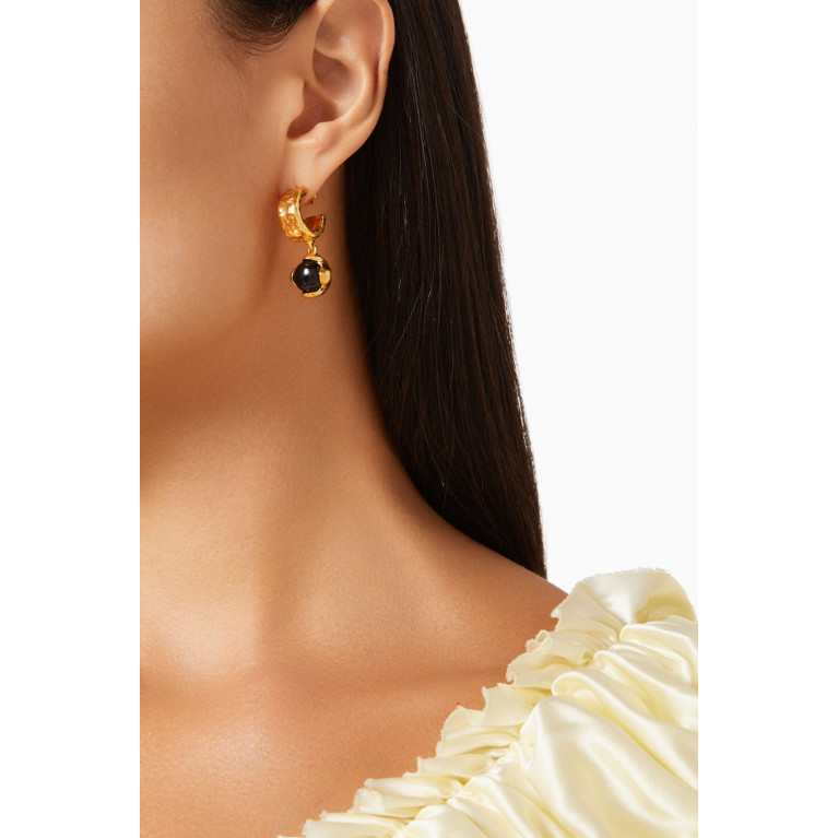 Alighieri - Onyx Hoop Earrings in 24kt Gold-plated Bronze