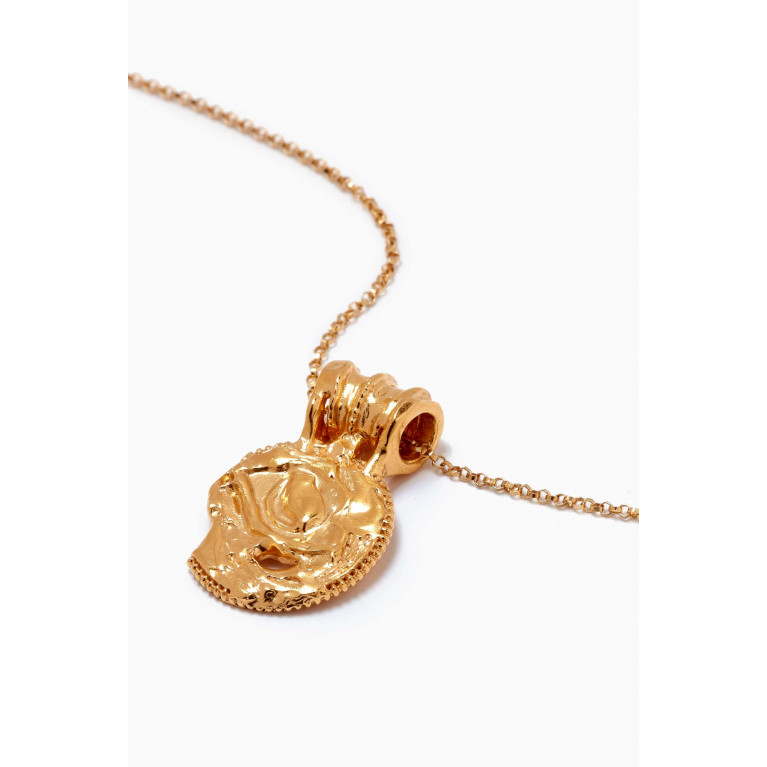 Alighieri - The Medium Illuminated Eye Medallion Necklace in 24kt Gold-plated Bronze