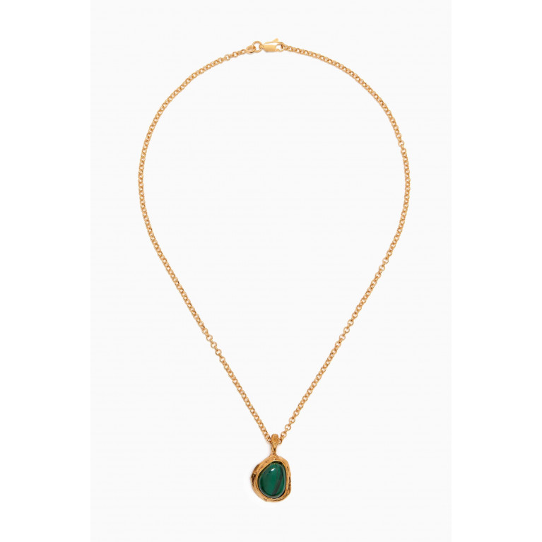 Alighieri - The Droplet of the Mountain Malachite Necklace in 24kt Gold-plated Bronze