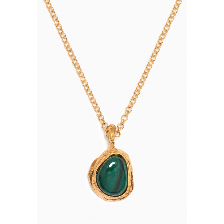 Alighieri - The Droplet of the Mountain Malachite Necklace in 24kt Gold-plated Bronze