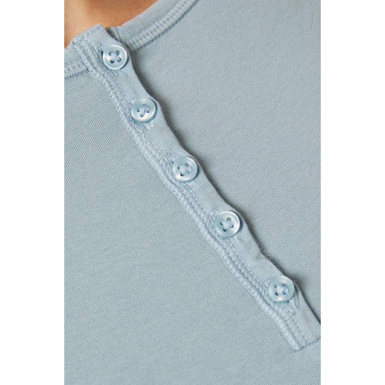 SKIMS - New Vintage Henley Long Sleeve T-shirt in Cotton-spandex Denim