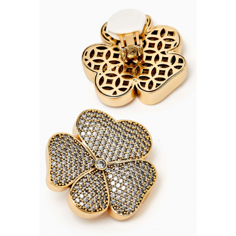 Mon Reve - Clover Embellished Earrings in Gold-plated Brass