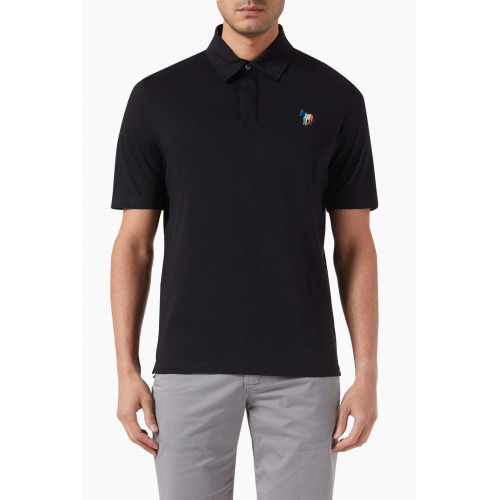 PS Paul Smith - Broad Stripe Zebra Polo Shirt in Cotton Black