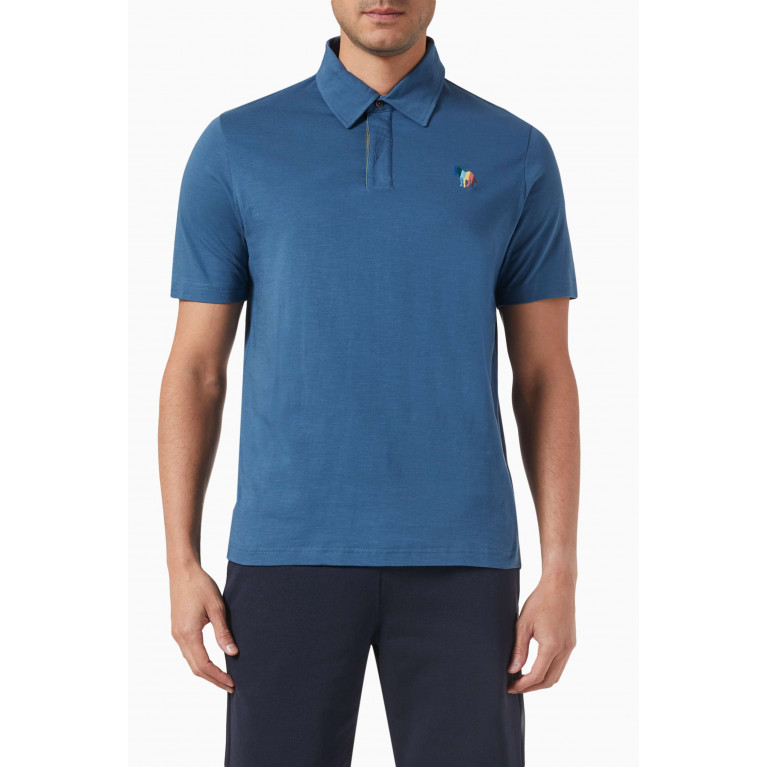 PS Paul Smith - Broad Stripe Zebra Polo Shirt in Cotton Blue