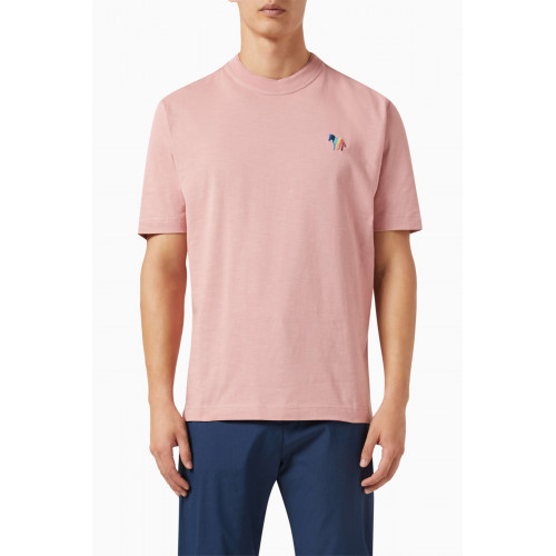 PS Paul Smith - Broad Stripe Zebra Logo T-shirt in Organic Cotton Jersey Pink