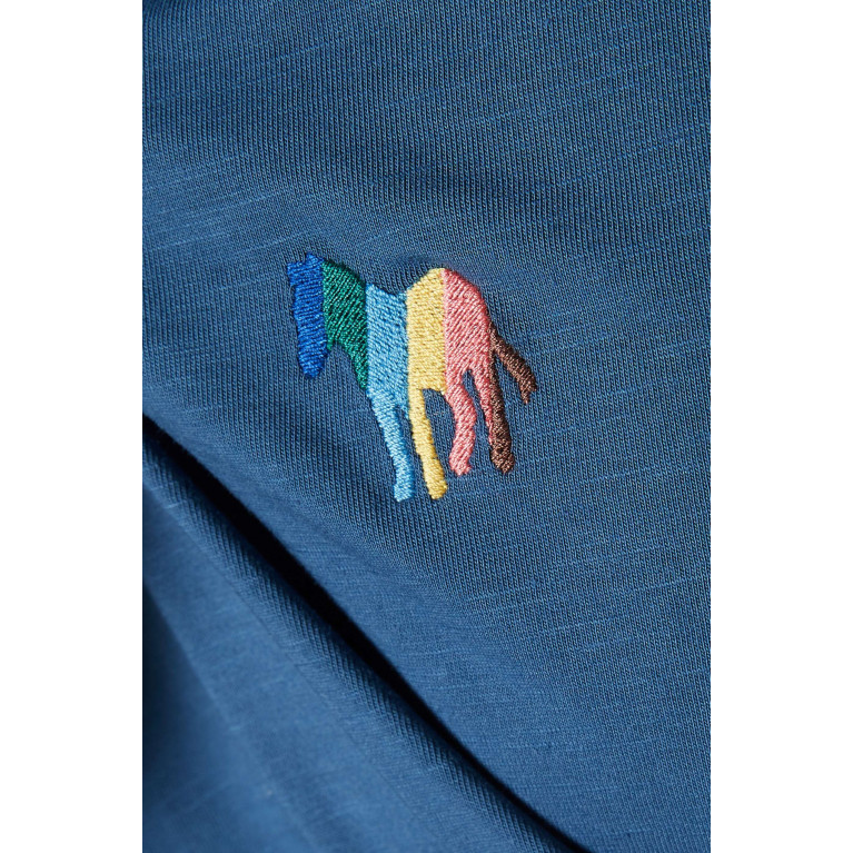 PS Paul Smith - Broad Stripe Zebra Logo T-shirt in Organic Cotton Jersey Blue
