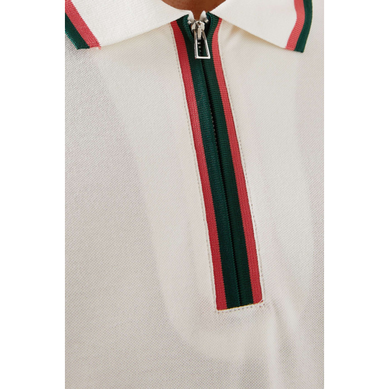 PS Paul Smith - Zip-neck Polo Shirt in Stretch-cotton Neutral