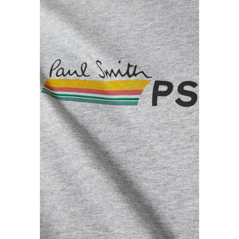 PS Paul Smith - PS Logo Stripe Print T-Shirt in Organic Cotton Grey