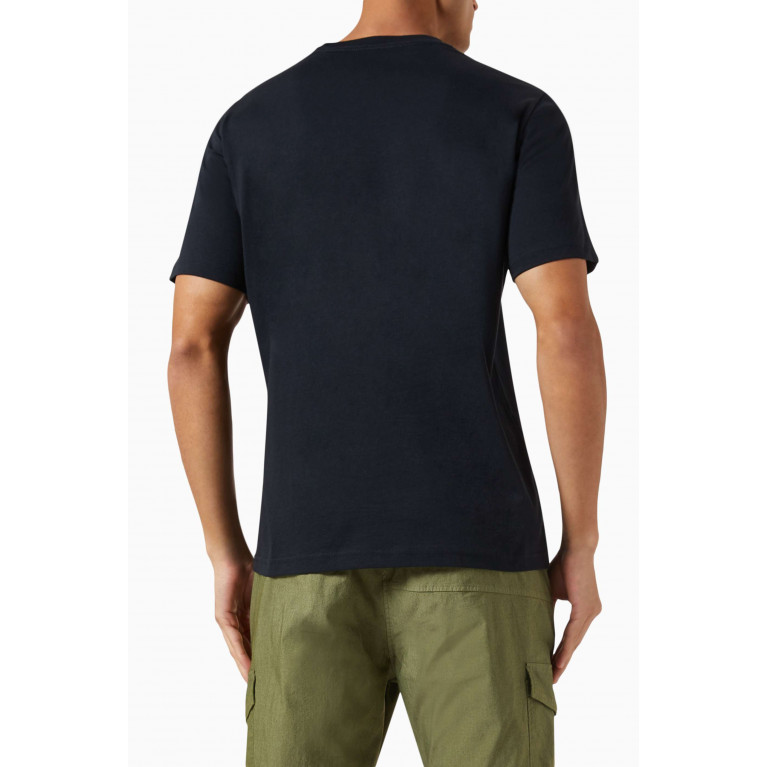PS Paul Smith - PS Logo Stripe Print T-Shirt in Organic Cotton Blue