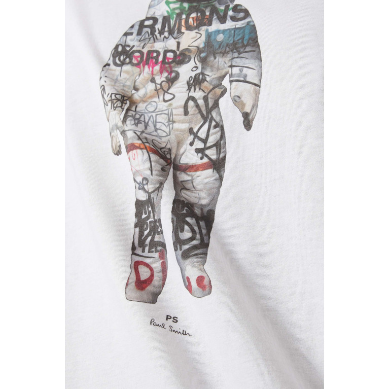 PS Paul Smith - Astronaut Print T-Shirt in Organic Cotton White