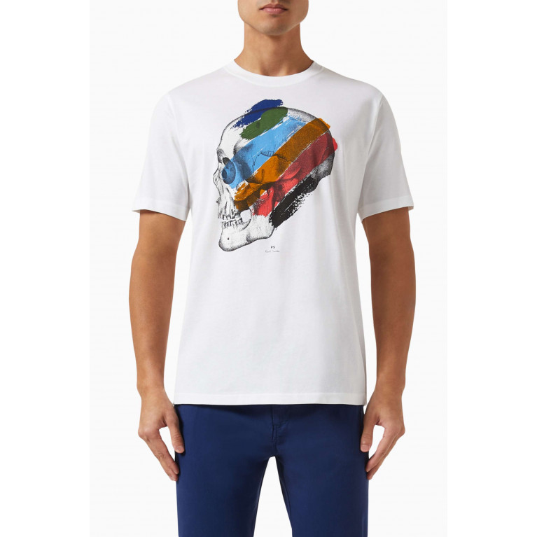 PS Paul Smith - Stripe Skull Print T-shirt in Cotton-jersey
