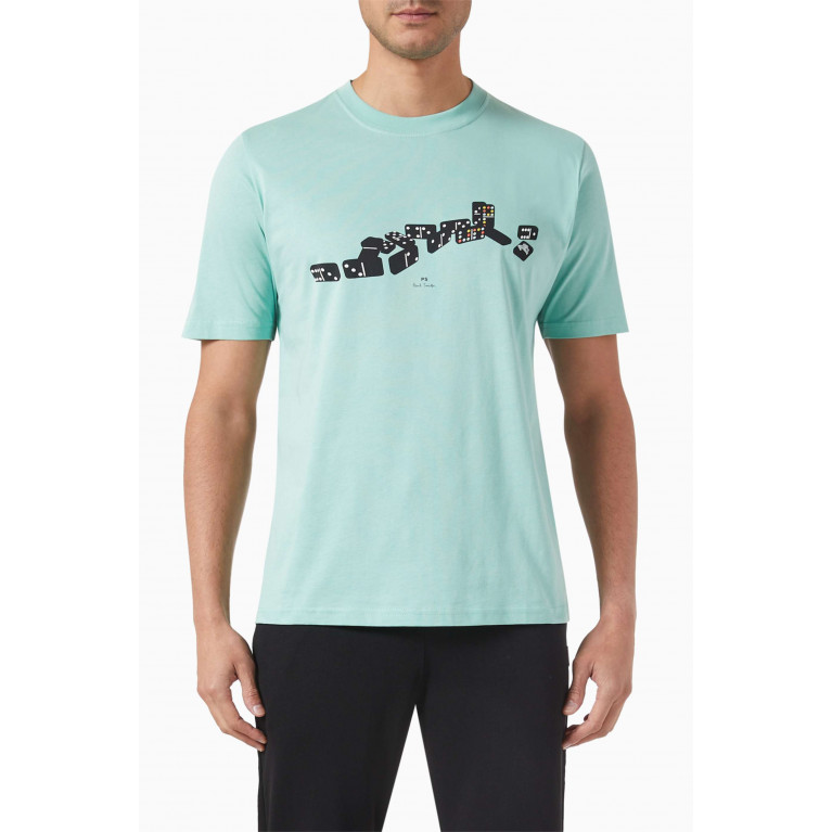 PS Paul Smith - Domino Print T-shirt in Cotton-jersey Green