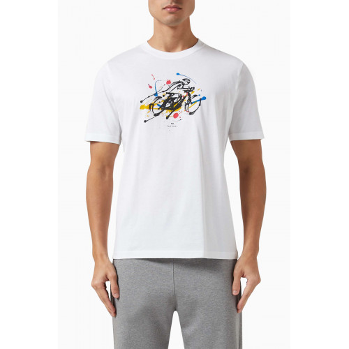 PS Paul Smith - 'Cyclist Sketch' T-Shirt in Organic Cotton-jersey White