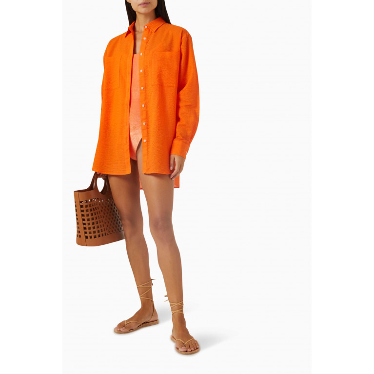 Jade Swim - Mika Top in Textured-cotton Orange