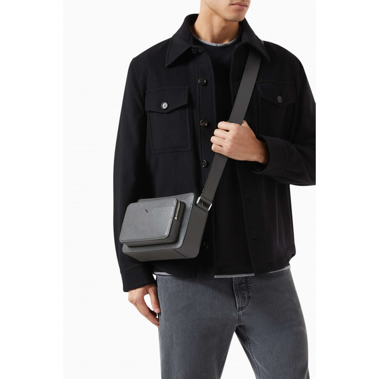 Valextra - V-line Reporter Crossbody Bag in Leather
