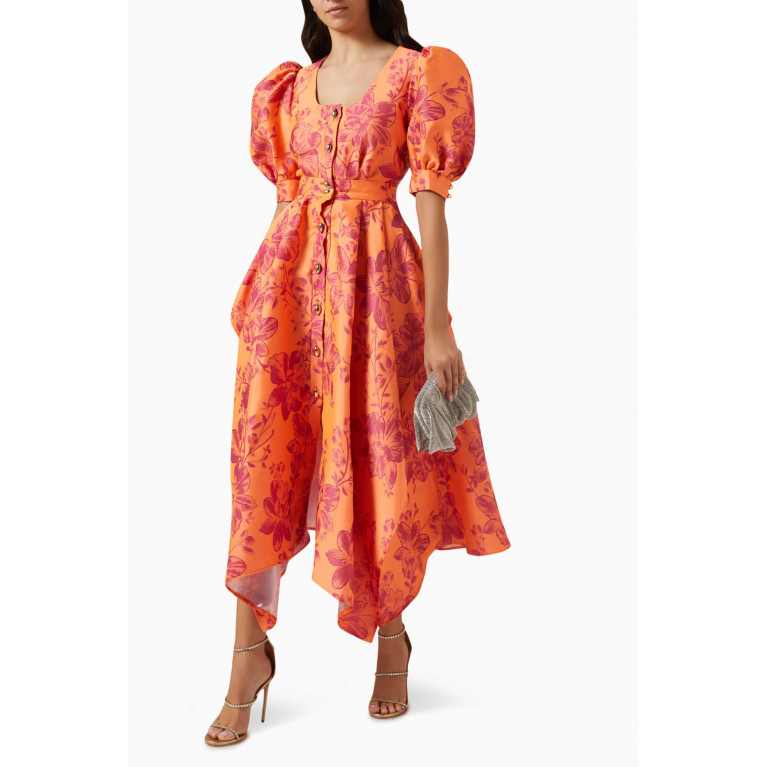 Poca & Poca - Floral Print Midi Dress in Polyester