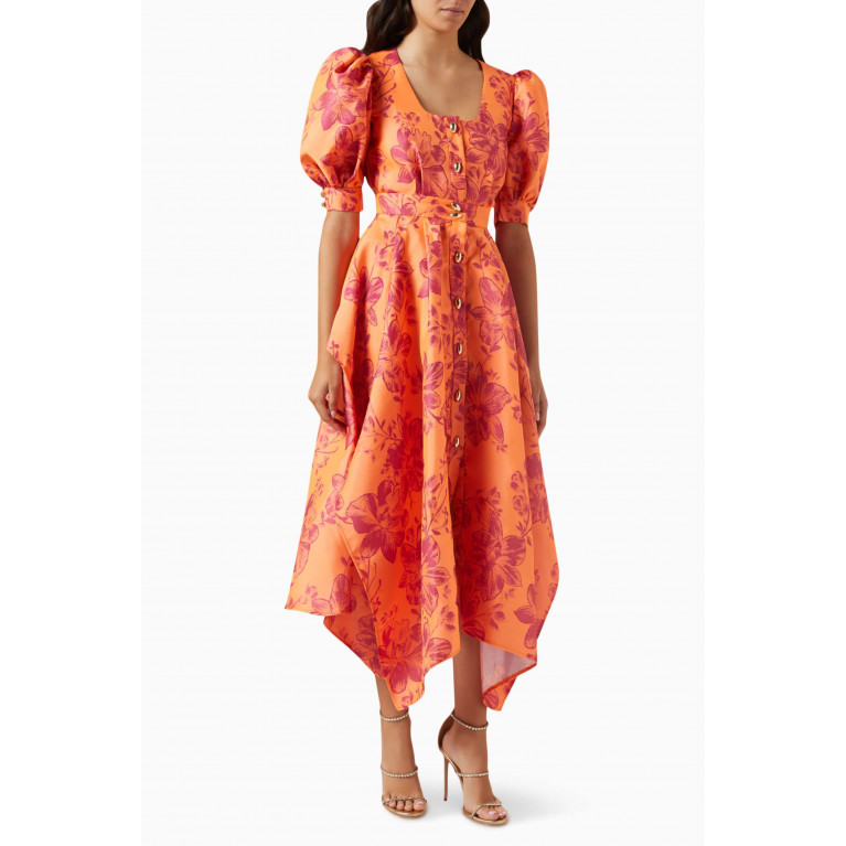 Poca & Poca - Floral Print Midi Dress in Polyester