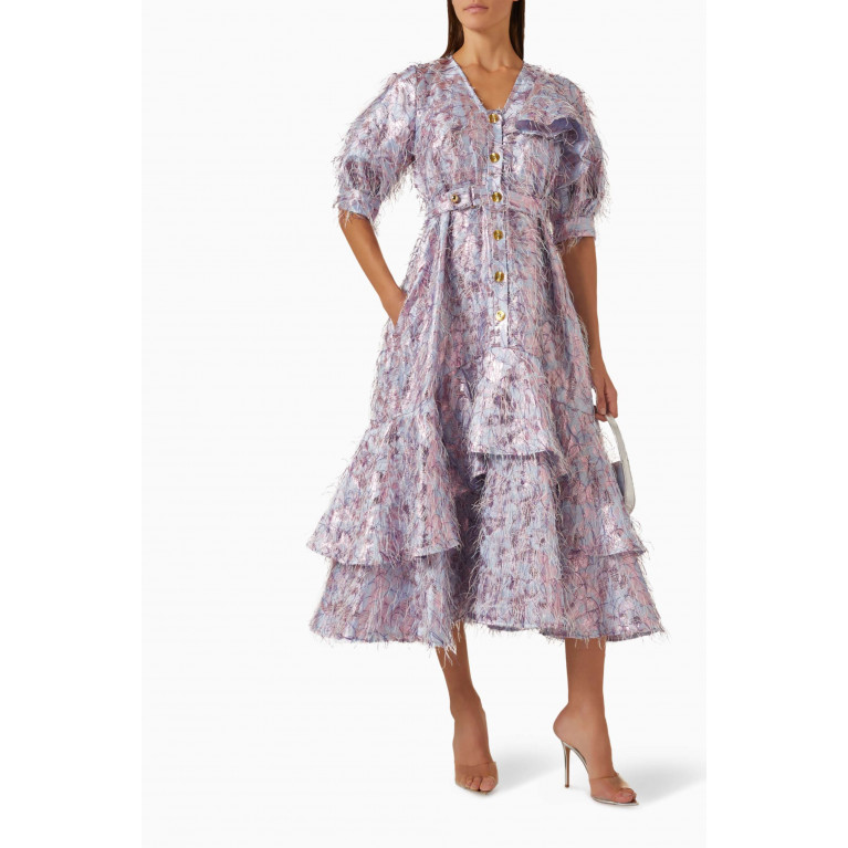 Poca & Poca - Feather-embellished Midi Dress